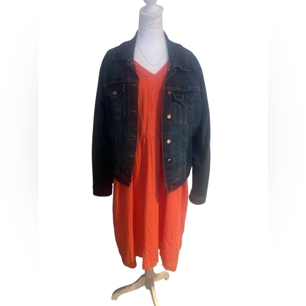 Briggs Orange Midi Dress Size XL – Cottagecore Fall Style with Pockets